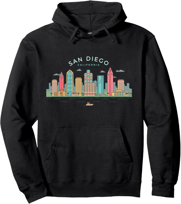 Skyline San Diego Vintage San Diego California Pullover Hoodie