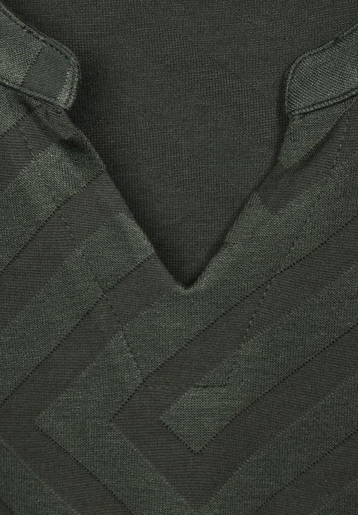 Cecil Damen Jacquard Langarmshirt S Dynamic Khaki, S Dynamic Khaki