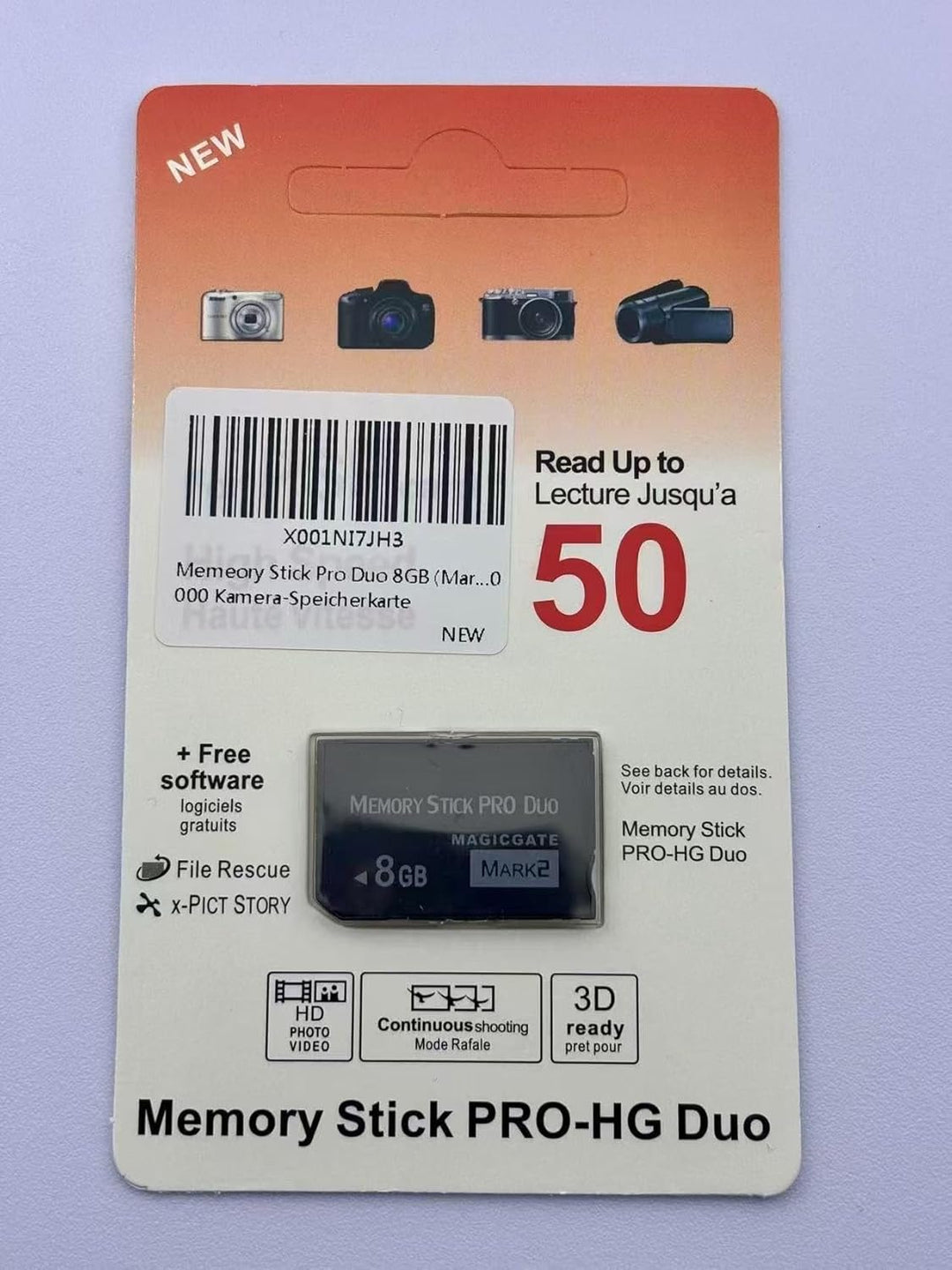 Memeory Stick Pro Duo (Mark2) PSP-Speicherkarte, 8 GB, kompatibel mit Sony PSP1000 2000 3000 Kamera-