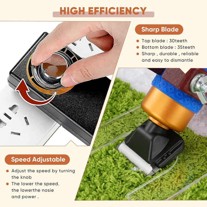Tufting Teppichschneider, 200 W, verstellbare Geschwindigkeit, elektrischer Haarschneider für Hunde