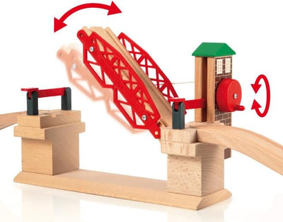 BRIO World 33757 Hebebrücke - Eisenbahnzubehör Holzeisenbahn - Kleinkinderspielzeug empfohlen für Ki