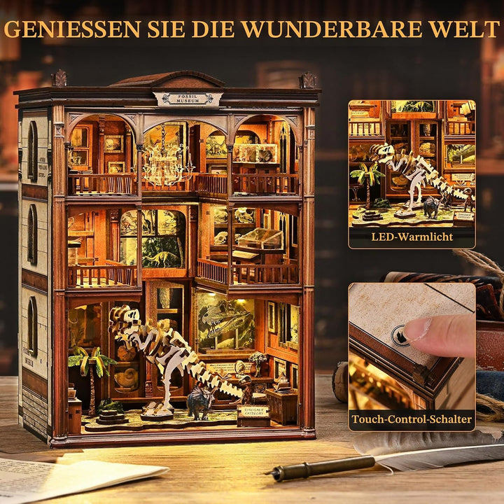 Shrike Book Nook Kit - DIY Miniaturhaus, 3D-Puzzle Buchstütze mit LED-Beleuchtung | Bücherregal &amp; Ha