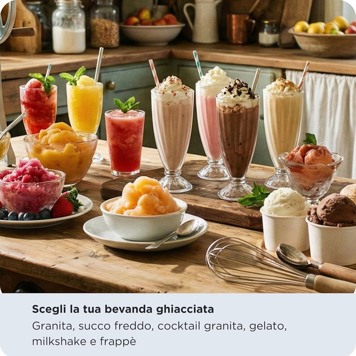 Ariete 655/00 MySlush & IceCream, Slush-Maschine, Eis- und Frozen Drink-Maschine, 2,6 l Tank, 30-60
