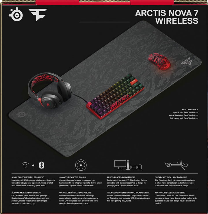 SteelSeries Arctis Nova 7 - Faze Clan Edition - Multi-Plattform-Wireless Gaming-Headset – Dual Wirel