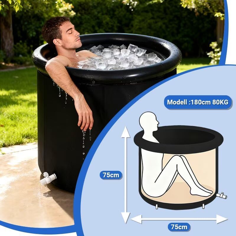 Anise Star Eisbad 75x75cm, faltbare Badewanne für Erwachsene, Ice Bath Cold Plunge Tonne, mit Isolie