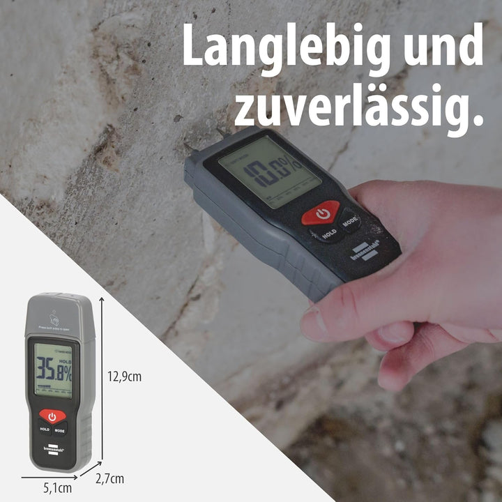 Brennenstuhl Feuchtigkeitsmessgerät FM-01 (Feuchtigkeitsmesser für Holz oder Baustoffe, Holzfeuchtem