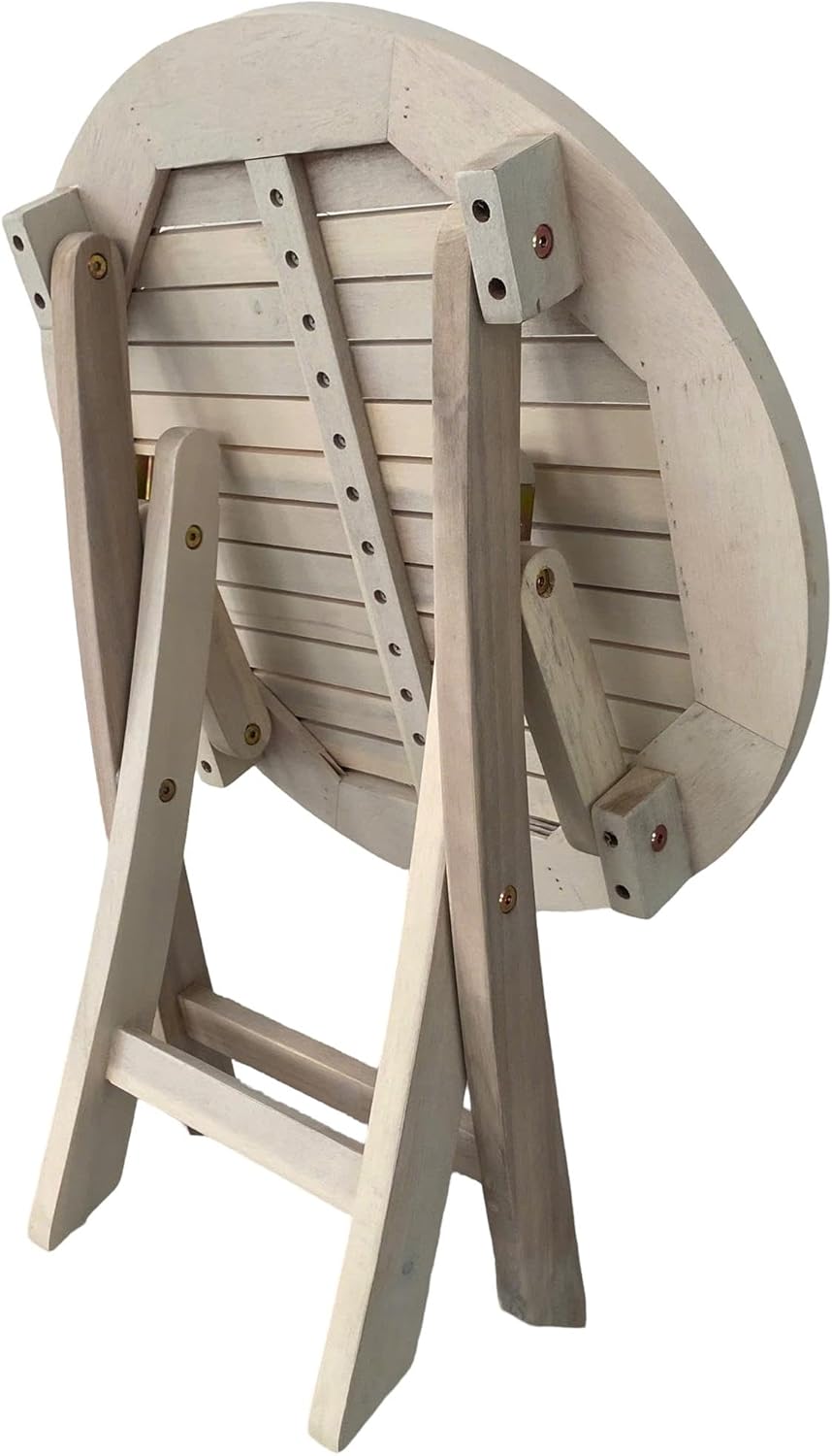 ESTEXO Gartentisch Balkontisch Beistelltisch 48 cm Rund Akazienholz Klapptisch Tisch Holztisch Weiss