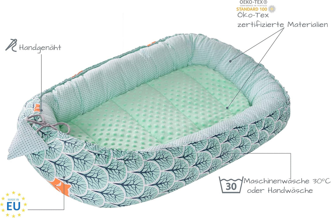 Medi Partners Babynest Kuschelnest Babynestchen 100% Baumwolle Nestchen Reisebett für Babys Säugling