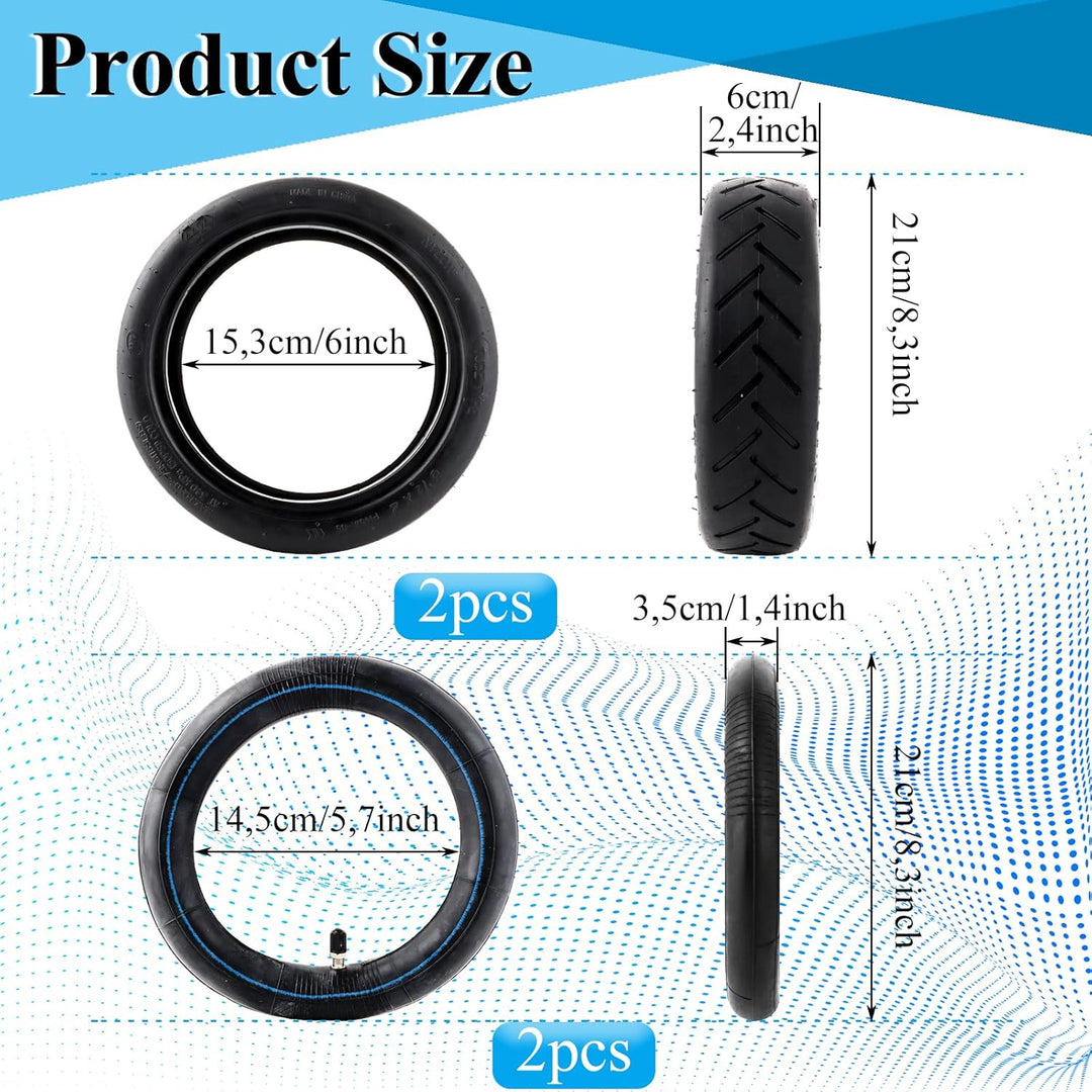 E Scooter Reifen 8 1/2 x2, Anti-Rutsch 8,5 Zoll Reifen E Scooter, Offroad Reifen mit 2 Reifen und 2
