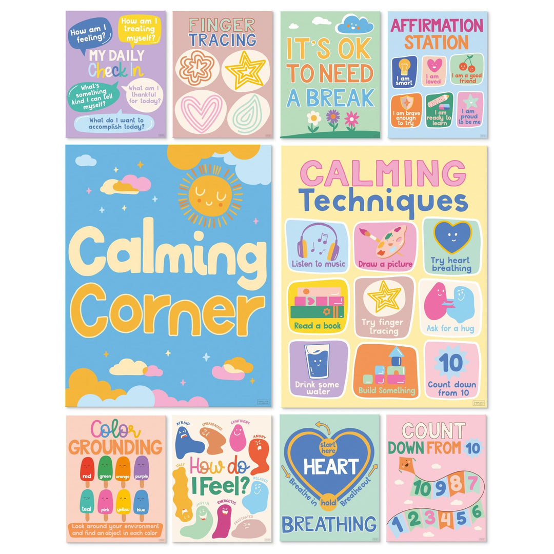 S&amp;O 10er-Set "Calming Corner Classroom Feelings"-Poster – Calming Corner Items – Calming Corner Item