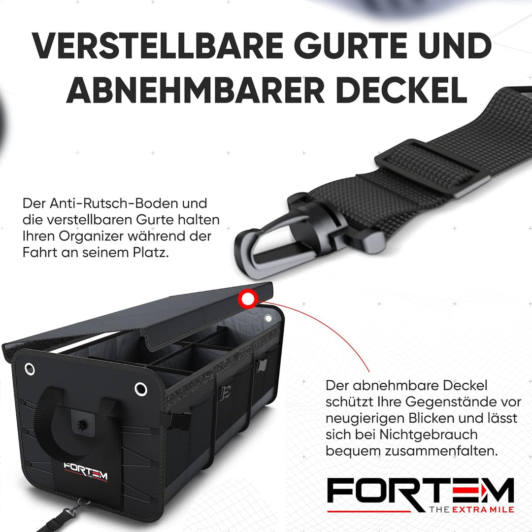 FORTEM Kofferraum Organizer, Kofferraumtasche, Zusammenklappbarer Auto Organizer Kofferraum mit Fäch