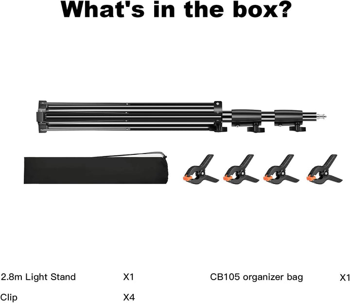 Heavy Duty Light Stand 2,8m,Aluminiumfeder Gepolstertes Stativ Beleuchtungsständer Max Loading: 10KG