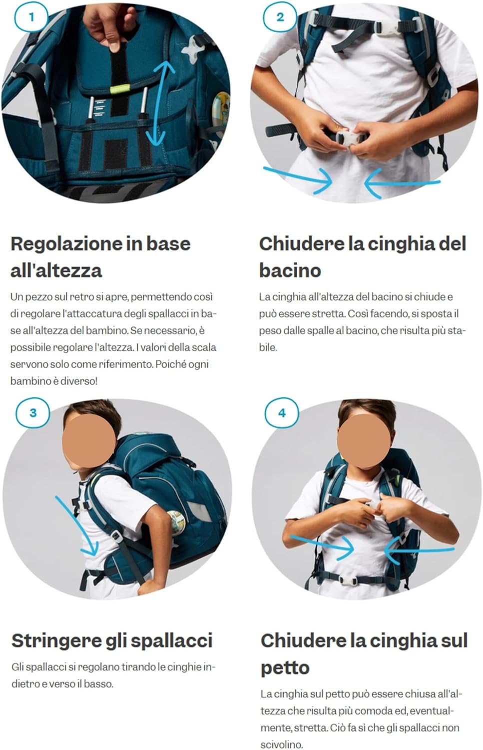 ergobag Prime Ergonomischer Schulrucksack Galassie Bär blau silber