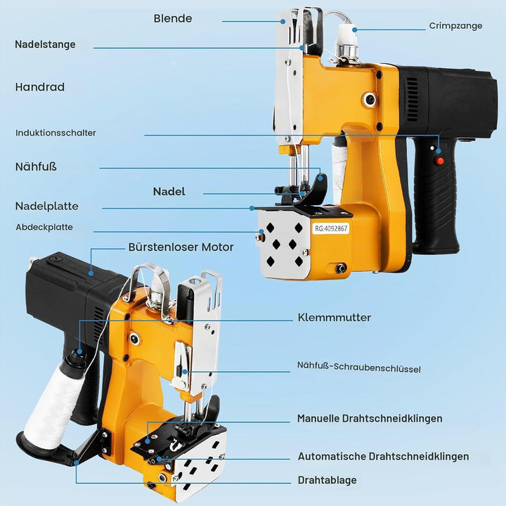 MXBAOHENG Sacknähmaschine Nähmaschine für Säcke 220V Tragbares Beutelverschliessmaschine Elektrische