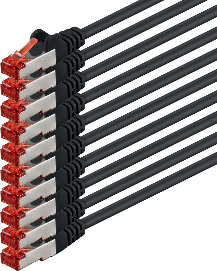 1aTTack.de 10x 3m - Cat 6 Netzwerk-Kabel Patch-Kabel Cat6 RJ45 SFTP - Schwarz