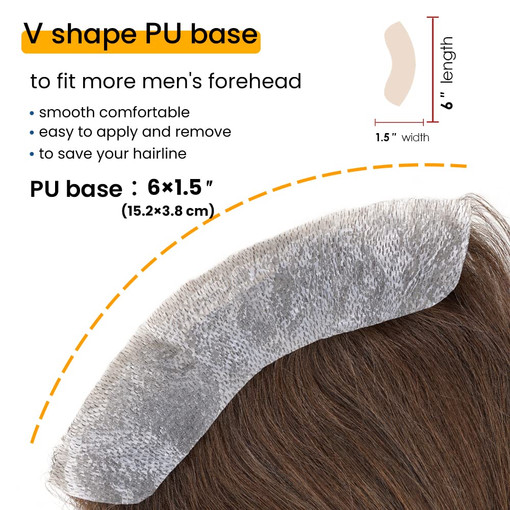 Lordhair Toupet Herren,100% Europäisches Echthaar Herren Toupet Echthaar,V-LOOP Skin Toupet Herren,T