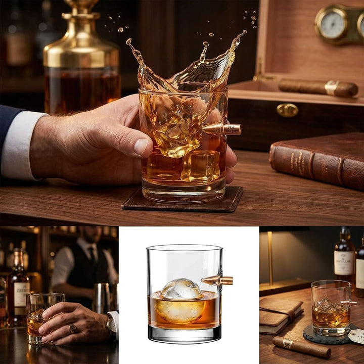 Kugel Whisky Gläser 2er set, Glas Craft Becher, Creative Bullet Bierkrug, Weinglasbecher für Zuhause