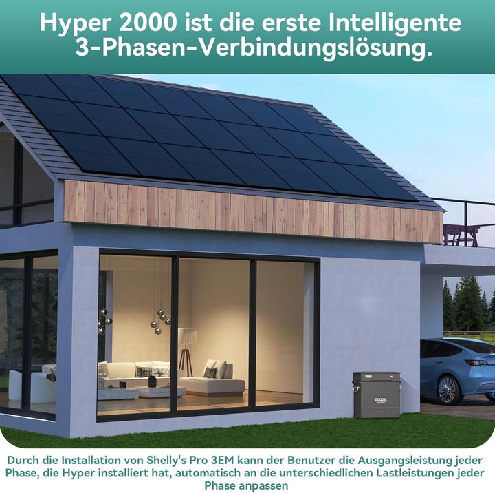 Zendure SolarFlow Balkonkraftwerk, Hyper 2000 Eingebaute Mikrowechselrichter, 1200W Ausgang, TOU, 18