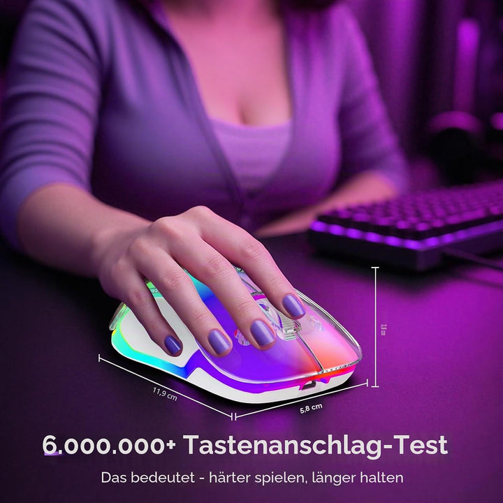 memzuoix LED Kabellose Maus – Wiederaufladbare 2.4G Optische Maus mit Magnetischer Abdeckung, Sanfte