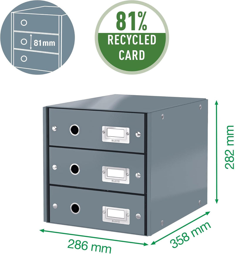 Leitz, Schubladenbox, Lila, 3 Schubladen, A4, Click & Store, 60480062 3 Schubladen Violett, 3 Schubl