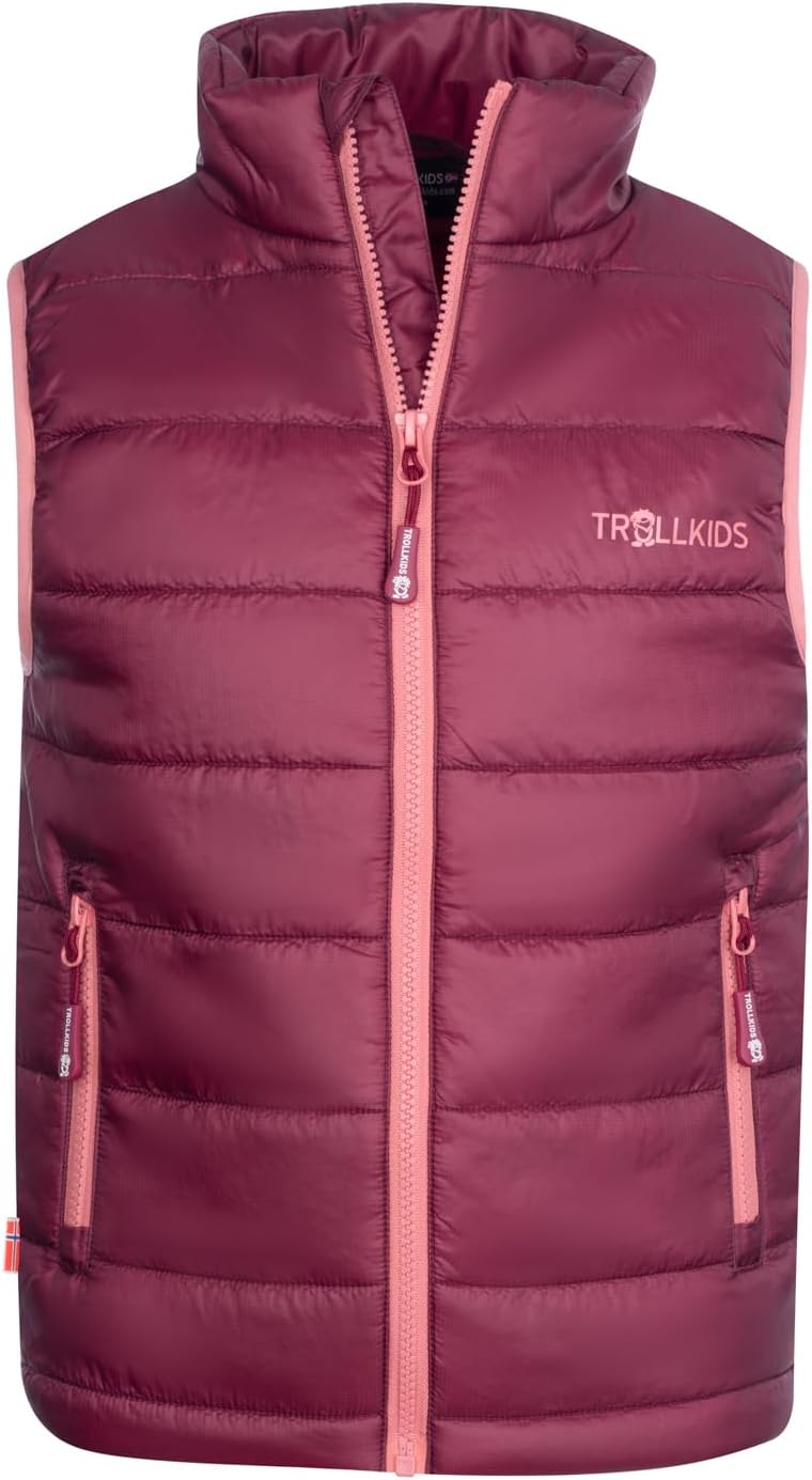 Trollkids Kinder wasserdichte gefütterte Polyfiber-Jacke Trondheim 164 Kastanienrot/Antikrosa, 164 K