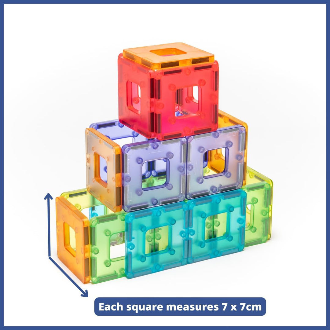 Polydron Translucent KinderMag Class Set - Vibrant Rainbow Coloured Magnetic Building Tiles for Todd