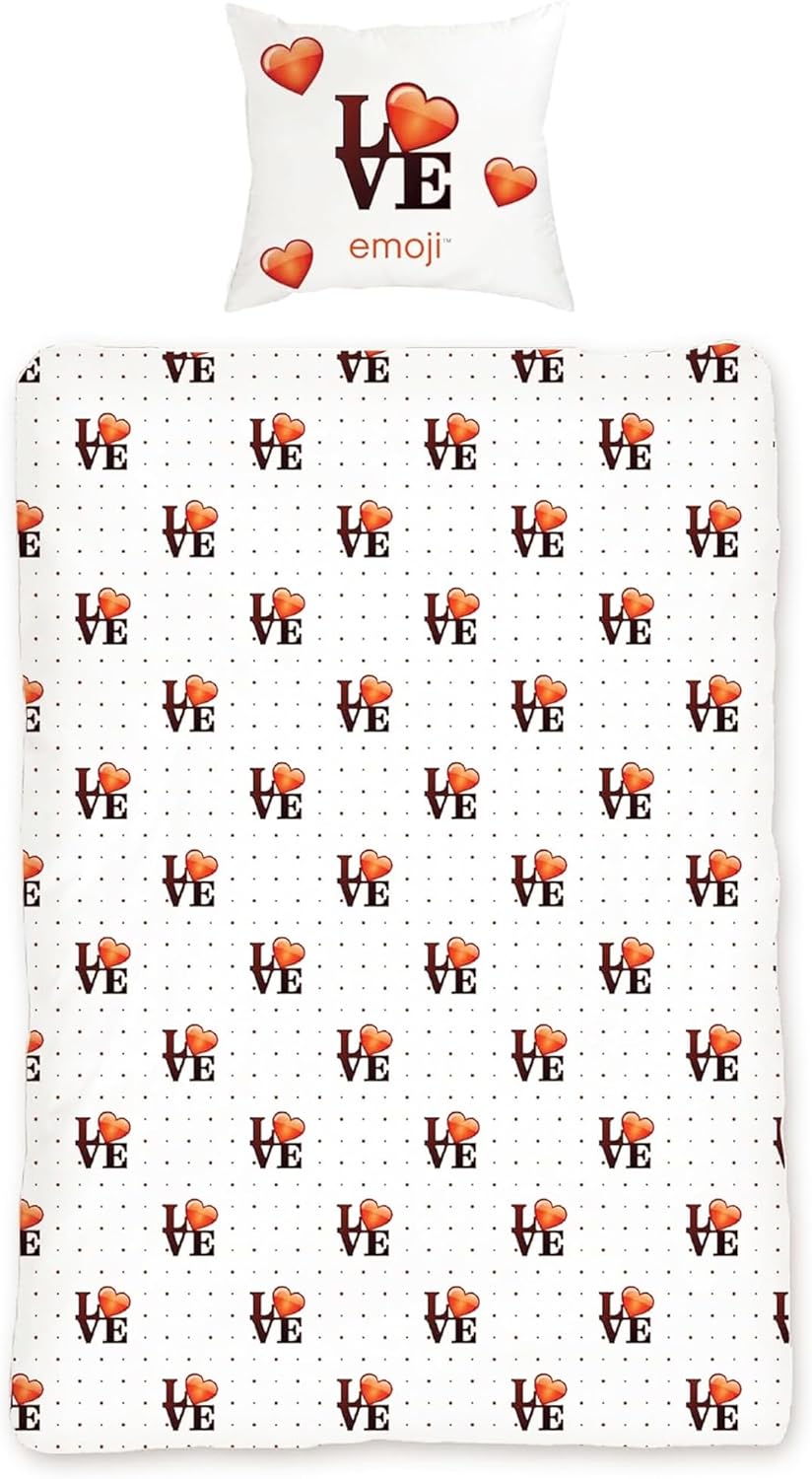 BERONAGE Original Emoji Wende Bettwäsche Sweet Hearts 135 cm x 200 cm + 80 cm x 80 cm Neu & Ovp - 10