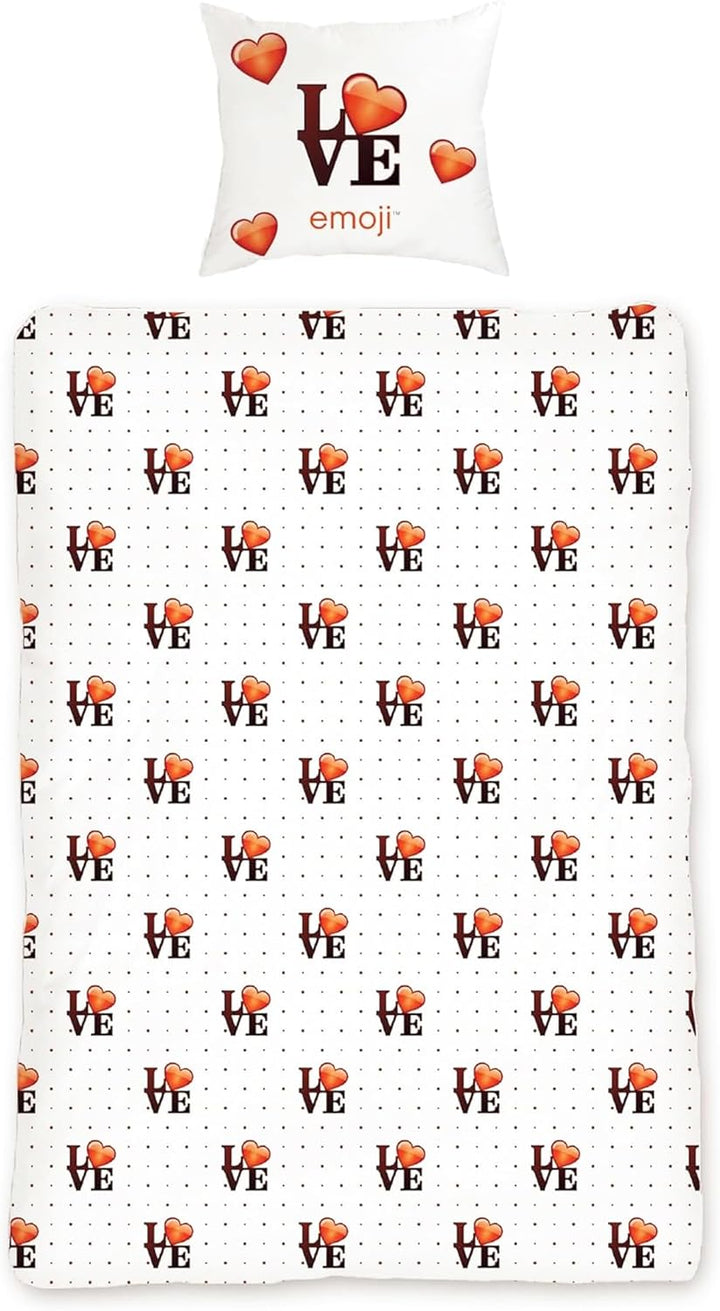 BERONAGE Original Emoji Wende Bettwäsche Sweet Hearts 135 cm x 200 cm + 80 cm x 80 cm Neu & Ovp - 10