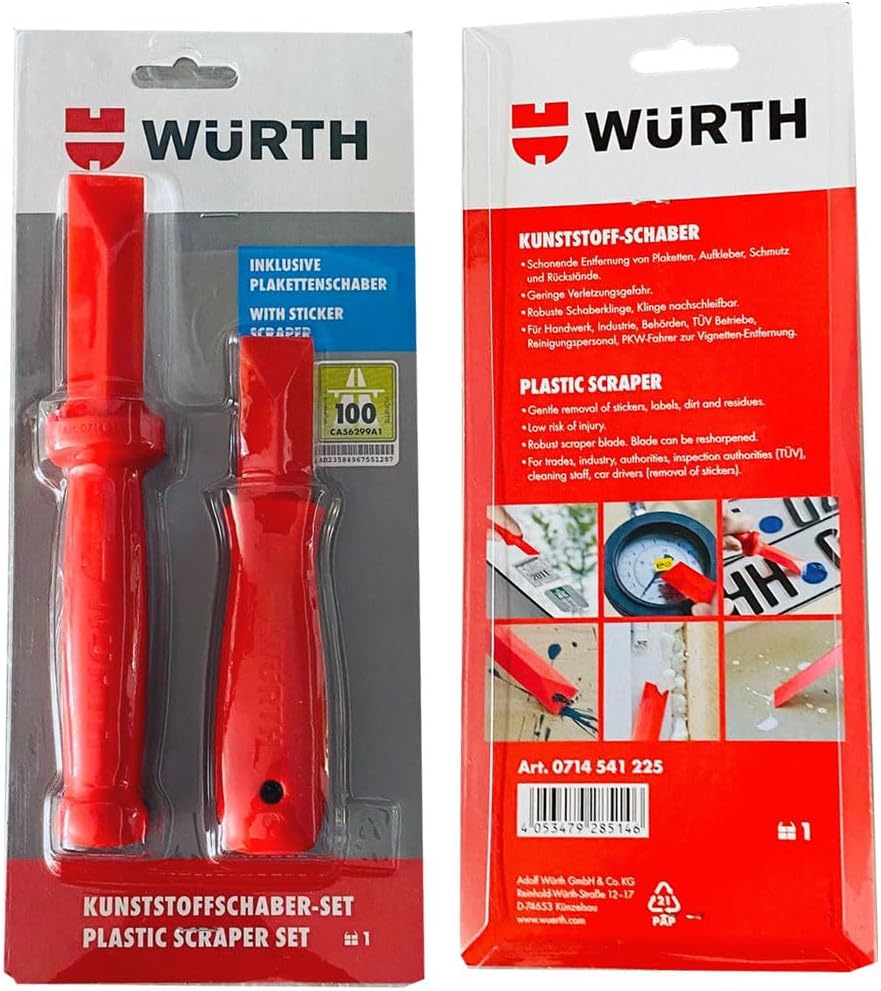 Würth Schaber Set Kunststoff Set 2-teilig Etikettenschaber Plakettenentferner