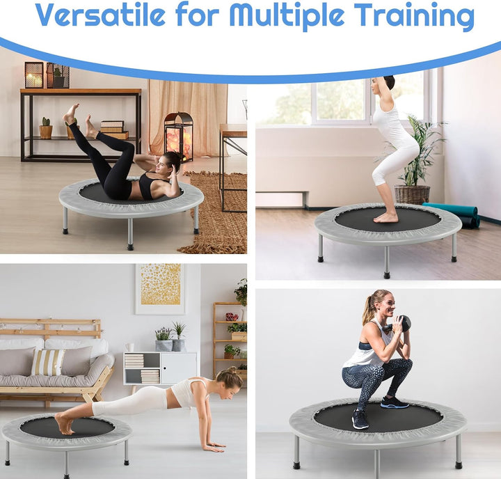 LIFEZEAL Faltbares Fitness-Trampolin Ø 97 cm, Mini-Trainingstrampolin mit Federn, robuster Stahlrahm