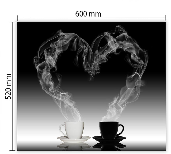 SmartDecoration Herdabdeckplatte Ceranfeldabdeckung aus Glas 60x52 cm Einteilig Motiv "Kaffee" Schwa