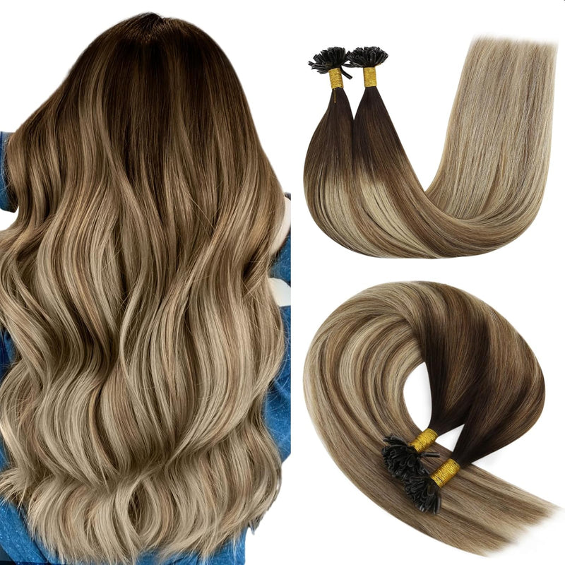 YoungSee Bonding Extensions Echthaar Balayage Keratin Bondings Echthaar 45cm Extensions Echthaar Bon