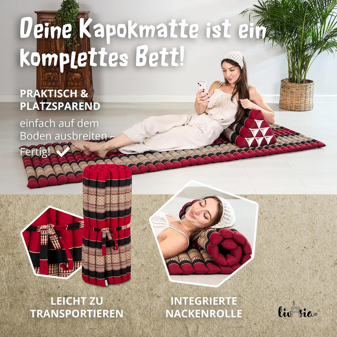 livasia Rollmatte Rollmatratze L-200x110x4,5cm, Gästebett Gästematratze 1 Person, Reisebett Kofferra