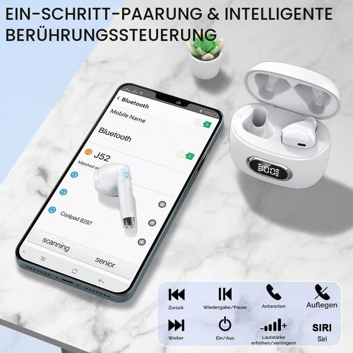 Bluetooth 5.3 Kopfhörer In Ear Kopfhörer Kabellos Bluetooth mit ENC Dual Mic, 2022 Kabellose Kopfhör