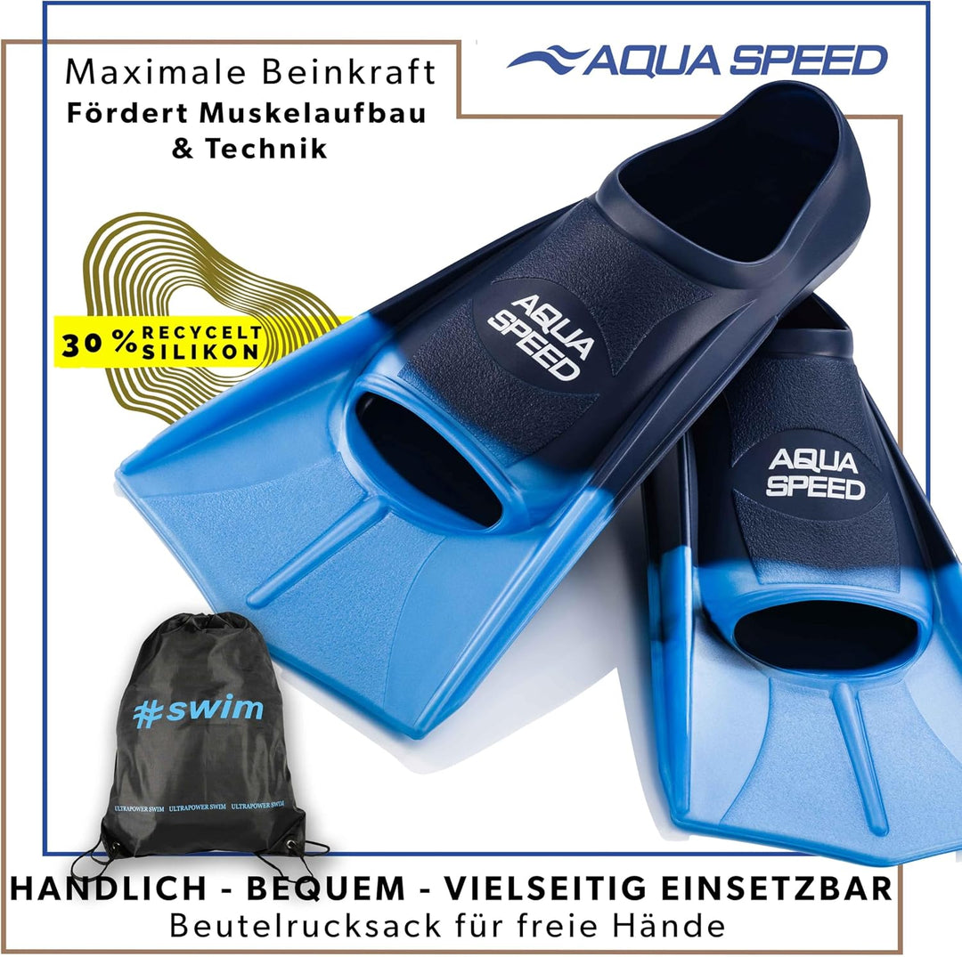 Aqua Speed Kurze Schwimmflossen für Erwachsene und Kinder I HIGH TECH | weiche Trainingsflossen I le