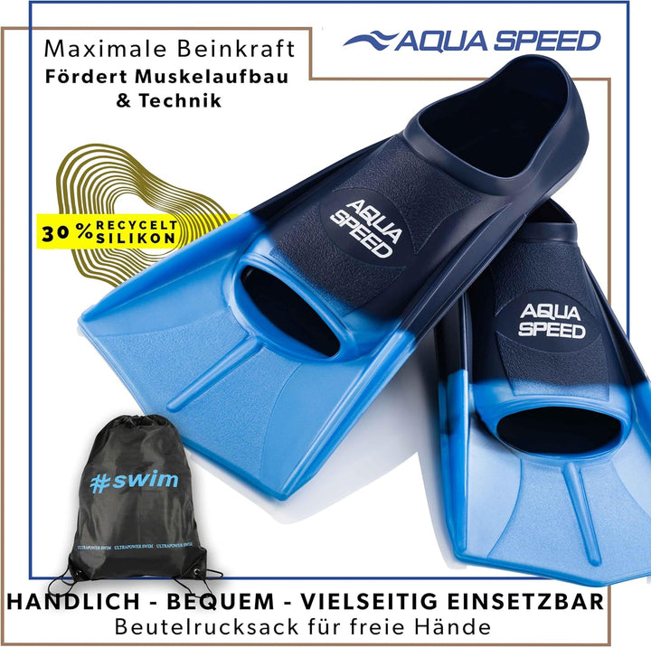 Aqua Speed Kurze Schwimmflossen für Erwachsene und Kinder I HIGH TECH | weiche Trainingsflossen I le