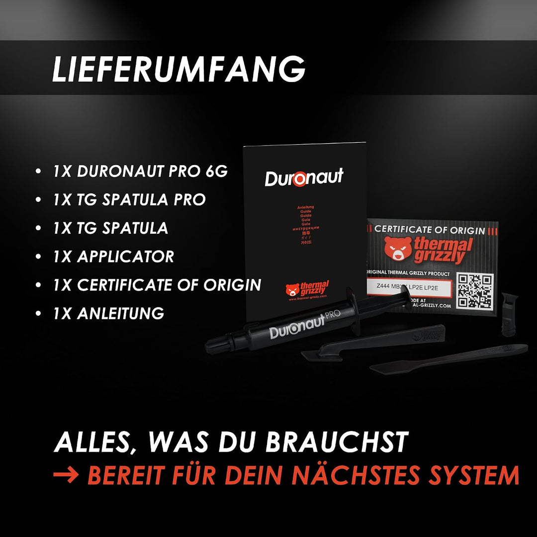 Thermal Grizzly Duronaut Pro - 6g Wärmeleitpaste - überragende Langzeitstabilität und Wärmeleitfähig