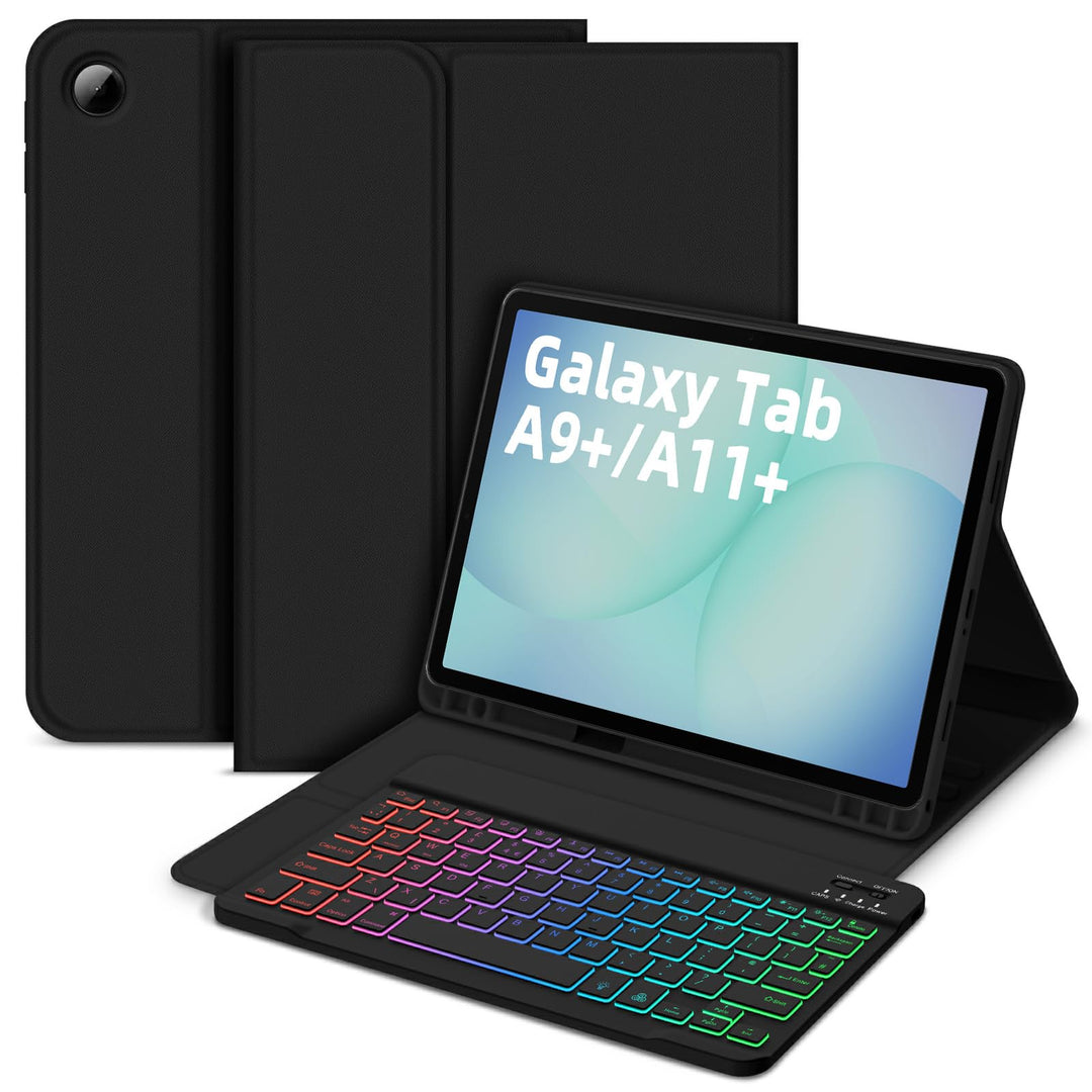 Bettdow für Samsung Galaxy Tab A11+/A9+ 11" Tastatur Hülle, Deutsch QWERTZ Layout Abnehmbarer Beleuc