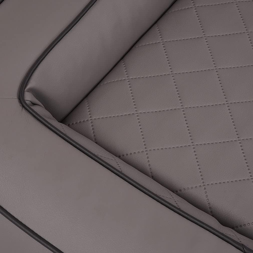 Knuffelwuff Orthopädisches Hundebett aus Laser gestepptem Kunstleder Hampstead XXL 120 x 100cm Grau