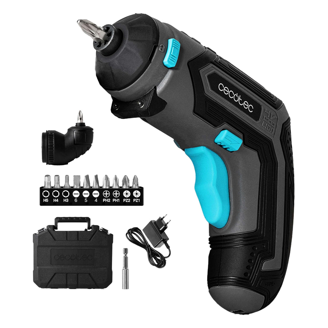Cecotec Akku-Schraubendreher mit 90º Winkelaufsatz PowerGyro 3500 Angle Set. 4V, 1500mAh Akku, 6,35m