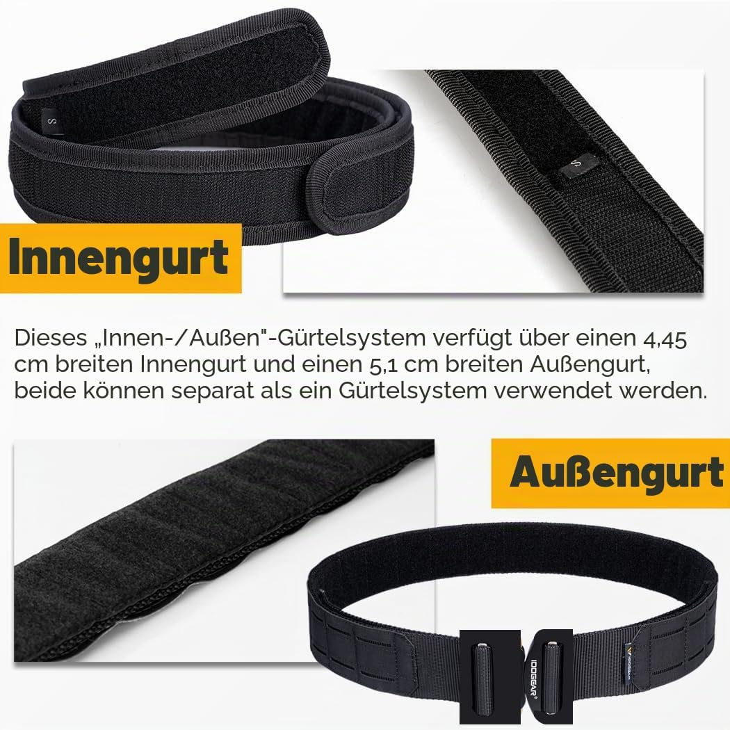 IDOGEAR Taktischer Gürtel Molle 2 Zoll Kampfgürtel mit 1,75 Zoll Innengurt Schnellverschluss Hochlei