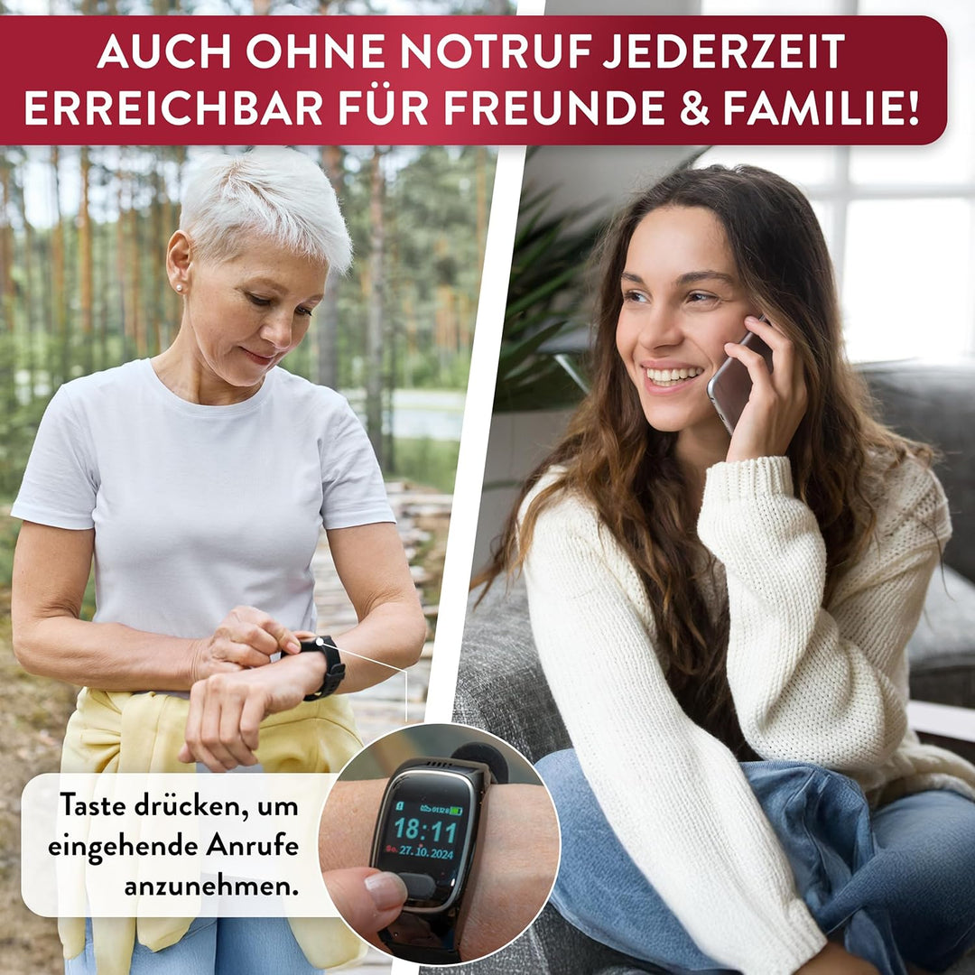 tellimed Solino PRO 4G GPS Senioren Notruf Uhr mit Telefonfunktion, SIM Slot & ohne ABO - Einfache B