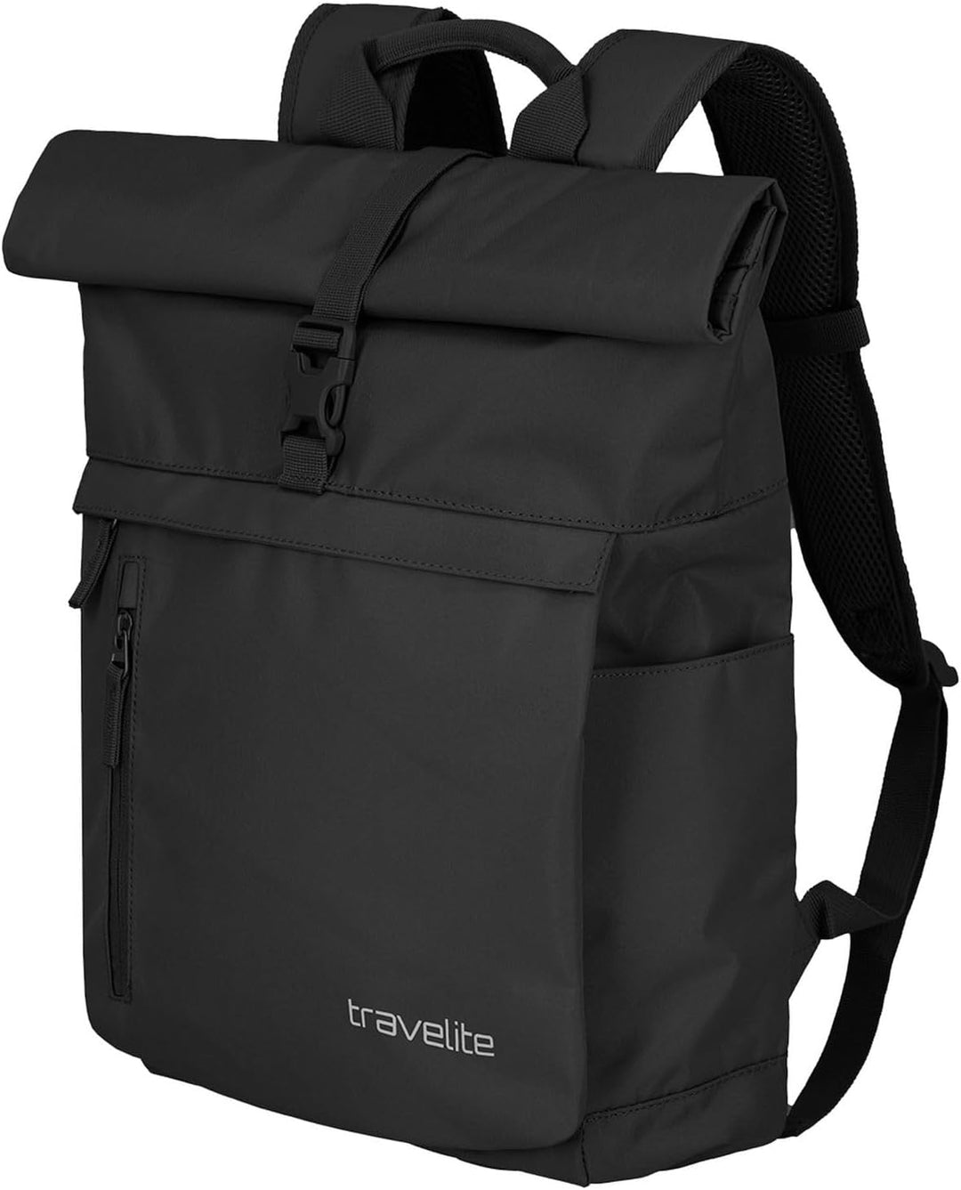 Travelite Handgepäck Rucksack, Laptop Rucksack 15,6 Zoll, BASICS, Reiserucksack Rolltop Funktion, 60
