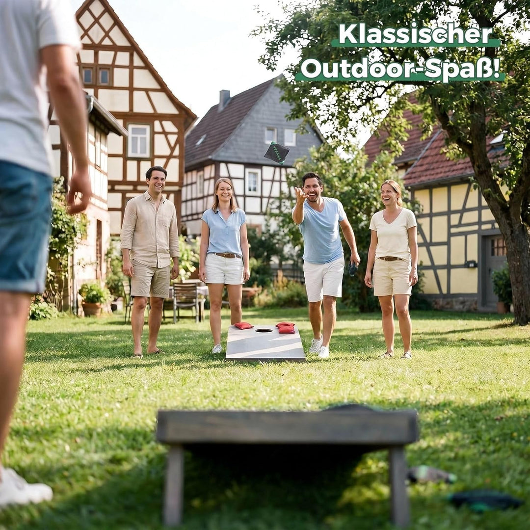 Cornhole Set Outdoor, 90x60cm or 120x60cm Echtholz Wurfspiel – Bean Bag Game mit 10 Säckchen & Tasch