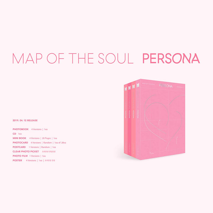 BTS Album - MAP OF SOUL : PERSONA [ 1 Ver. ] CD + Photobook + Mini Book + Photocard + Postcard + Pho
