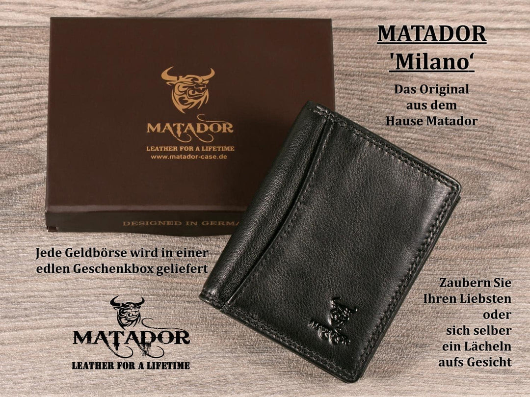 MATADOR Kartenetui Herren Leder 'Milano mit Geheimfach & Mini Münzfach | Minimalist Wallet Cardholde