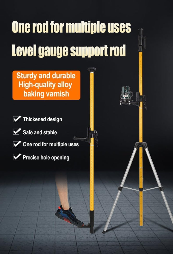 Teleskopstange Laser Stativ 3.7m/12ft für Kreuzlinienlaser mit 1/4"-20 Aussengewinde ＆5/8"-11 Gewind
