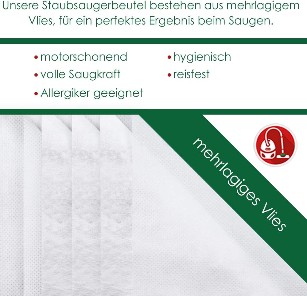 Smartes Sparset - 38 Teile - Passend für Vorwerk Tiger 250, 251 & 252-12 Vlies Staubsaugerbeutel + F