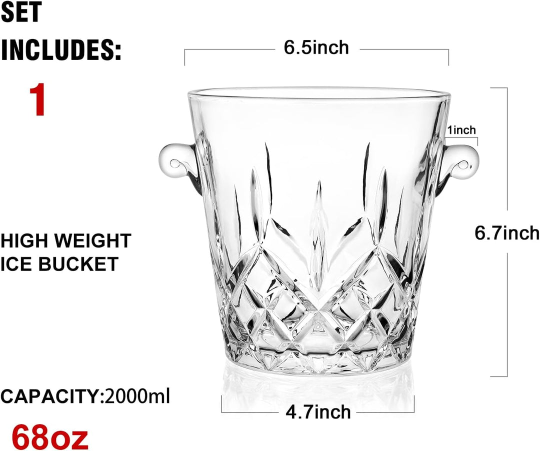 Eiskübel für Partys, klares Glas, 2 Liter, für Getränke und Partys, Lebensmittelqualität, perfekt fü