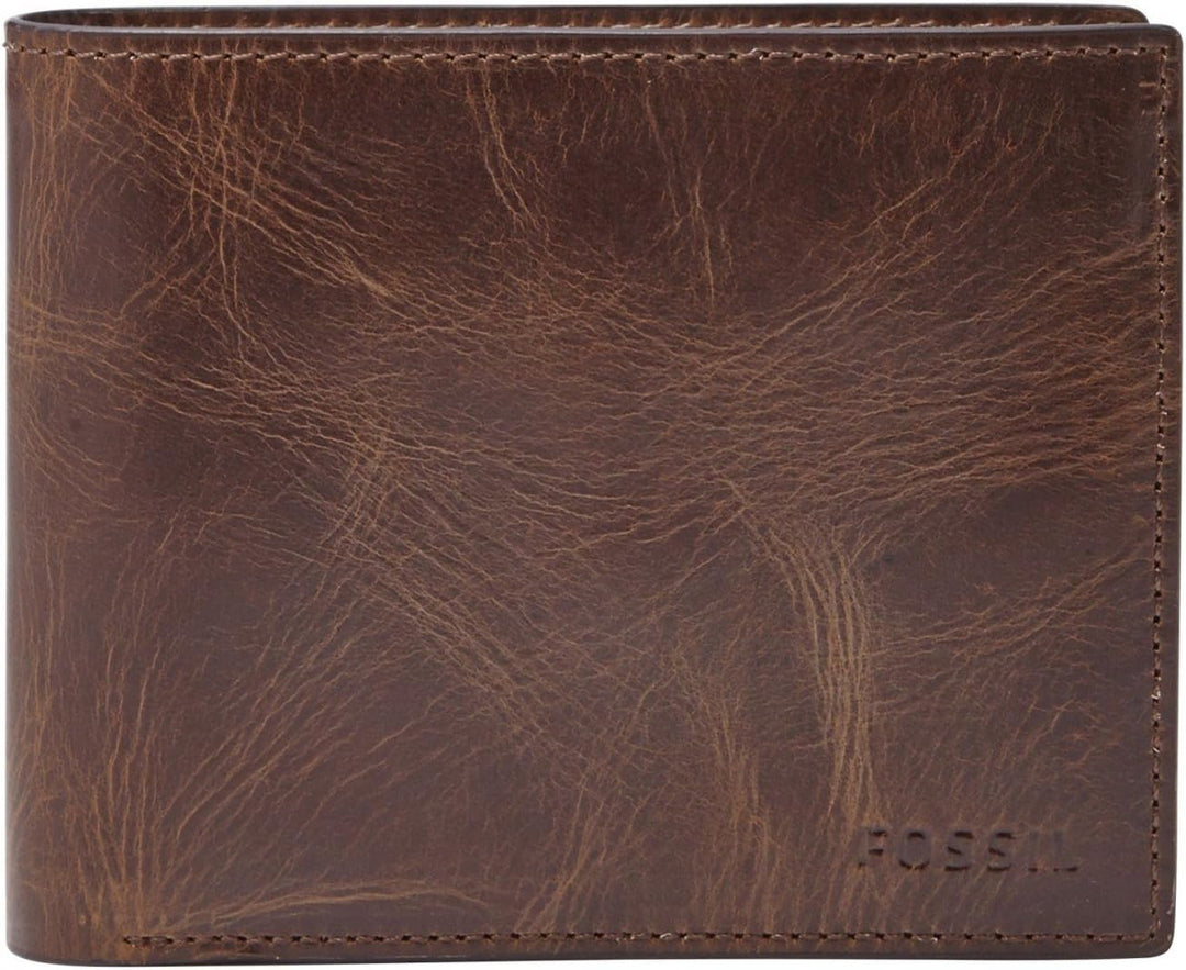 Fossil Geldbörse für Herren Derrick, Leder Bifold Dunkelbraun 11,4 cm L x 2,5 cm B x 9,5 cm H ML3687